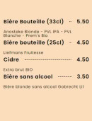 Menu La Wilderie - Bières