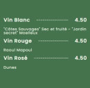 Menu La Wilderie - Vins