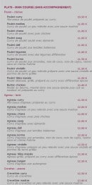 Menu Maharani - Les plats