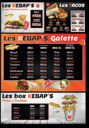 Menu Kebap's - Les tacos,  box et galettes