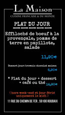 Menu La Maison - Exemple de menu