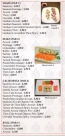 Menu Sushi&You - Les sushis, les makis ...