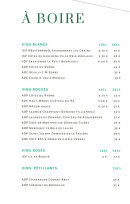 Menu Bistrot Nova - Les vins
