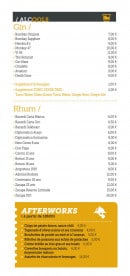 Menu Le Nouvel Atelier - Alcools