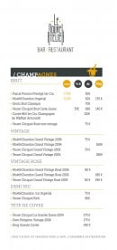 Menu Le Nouvel Atelier - Champagnes