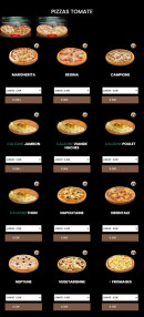 Menu Take away - Les pizzas base tomate