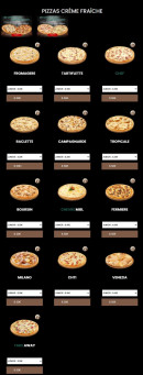 Menu Take away - Les pizzas base crème