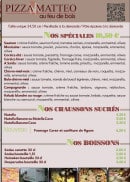Menu Pizza Matteo - Les pizzas suite, chaussons et boissons