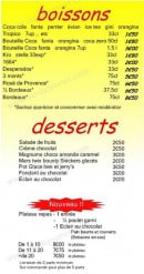 Menu 1,2,3 Poulets - Les boissons et desserts