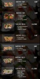 Menu He's Sushi - Les menus: B8, B9...