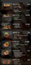 Menu He's Sushi - Les menus: B1, B2...