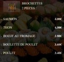 Menu He's Sushi - Les brochettes 