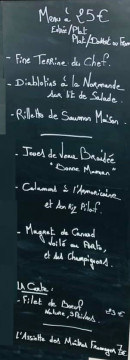 Menu La Belle Poule - exemple de menu