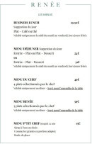 Menu Renée - Les menus