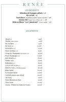 Menu Renée - Les desserts et apéritifs