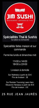 Menu Jim Sushi - Carte et menu Jim Sushi Wattrelos