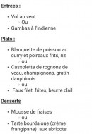 Menu Aux Mets de Mémé - Exemple de menu