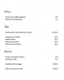 Carte et menu de La Buissonnière à Beauvois en Cambresis — les entrées et plats, desserts