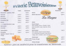 Carte et menu de La Friterie Beauvoisienne à Beauvois en Cambresis — les sandwiches et burgers