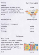 Carte et menu de La Friterie Beauvoisienne à Beauvois en Cambresis — les frites et boissons
