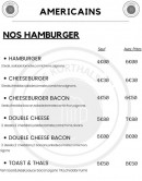 Menu Le Korthals - Les hamburgers