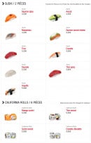 Menu Sushi boutik - Les sushis et californias rolls