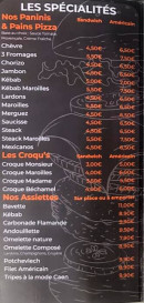 Menu Le Snack de la Place - Les paninis, assiettes, ...