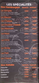 Menu Le Snack de la Place - Les hamburgers, kebabs