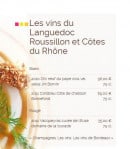 Menu Fleur de Sel - Les vins du Languedoc Roussillon et Côtes du Rhône