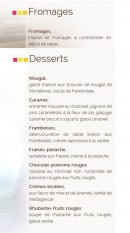 Menu Fleur de Sel - Les fromages et desserts 