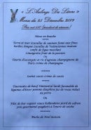 Carte et menu de Auberge du lièvre à Bruille Saint Amand — Carte de fin d'année