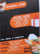 Menu Piz'zapping - Les pâtes et tiramitsu