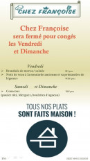 Carte et menu de Chez Françoise à Croix Caluyau — Un exemple de plats de la semaine