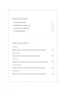 Menu L’Atelier - Les entrées et les salades 