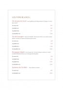 Menu L’Atelier - Les vins blancs 