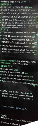 Menu La Bobine - Les entrées, plats, desserts et cafés