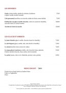 Menu Pasino - Les desserts, glaces,...