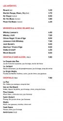 Menu Pasino - Les apéritifs, wkiskies,...de la brasserie