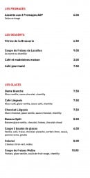 Menu Pasino - Les fromages, desserts,...de la brasserie