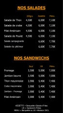 Menu Fritas'tique - Les salades et sandwiches