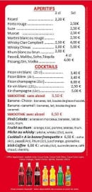 Carte et menu de A la bonne franquette à Malo les Bains — Les apéritifs et cocktails