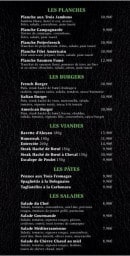 Menu Le Corner - Les planches, les burgers ...