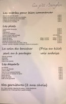 Carte et menu de Au P'tit Sainghin à Sainghin en Melantois — Entrées, plats, desserts
