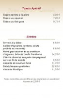 Menu La Bascule - Toast, entrees