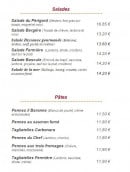 Menu La Bascule - Salades et pates