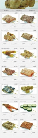 Menu Tasushi - Les Brochettes Yaki