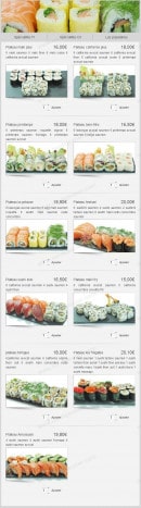 Menu Tasushi - Les Plateaux