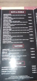 Menu Boston Company - Les bagels, tartines, ...