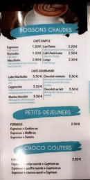 Menu Choko resto - Les boissons chaudes, petits déjeuners et choco gouter