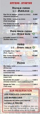 Menu Mankoufu - entrées